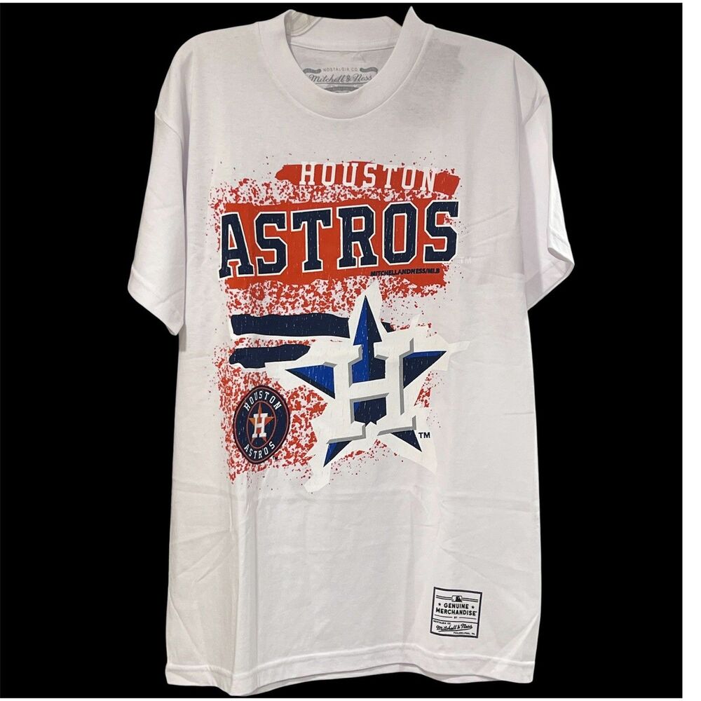 Mitchell & Ness Houston Astros Graphic T-Shirt Men's Size Large White Retro MLB